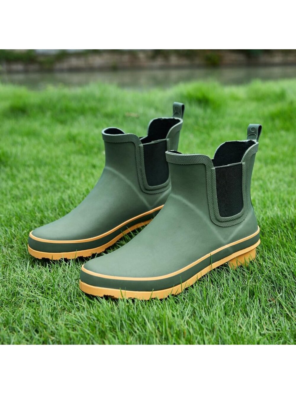 Women's Green Light Ankle Garden Anti-Slipping Floral Printed Stylish Rain Boots - Picture 3 of 6